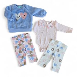 Kids Matching Set with Blue and Pink Heart Sweatshirt